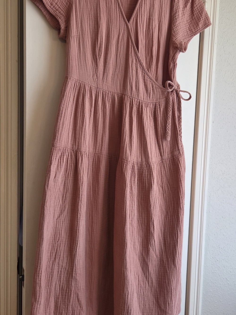 Universal Thread Dusty Rose Wrap Tiered Midi Dress - Picture 7 of 8